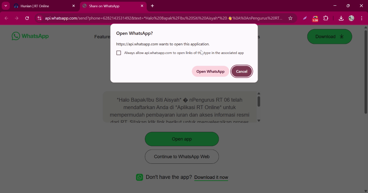 Open WhatsApp