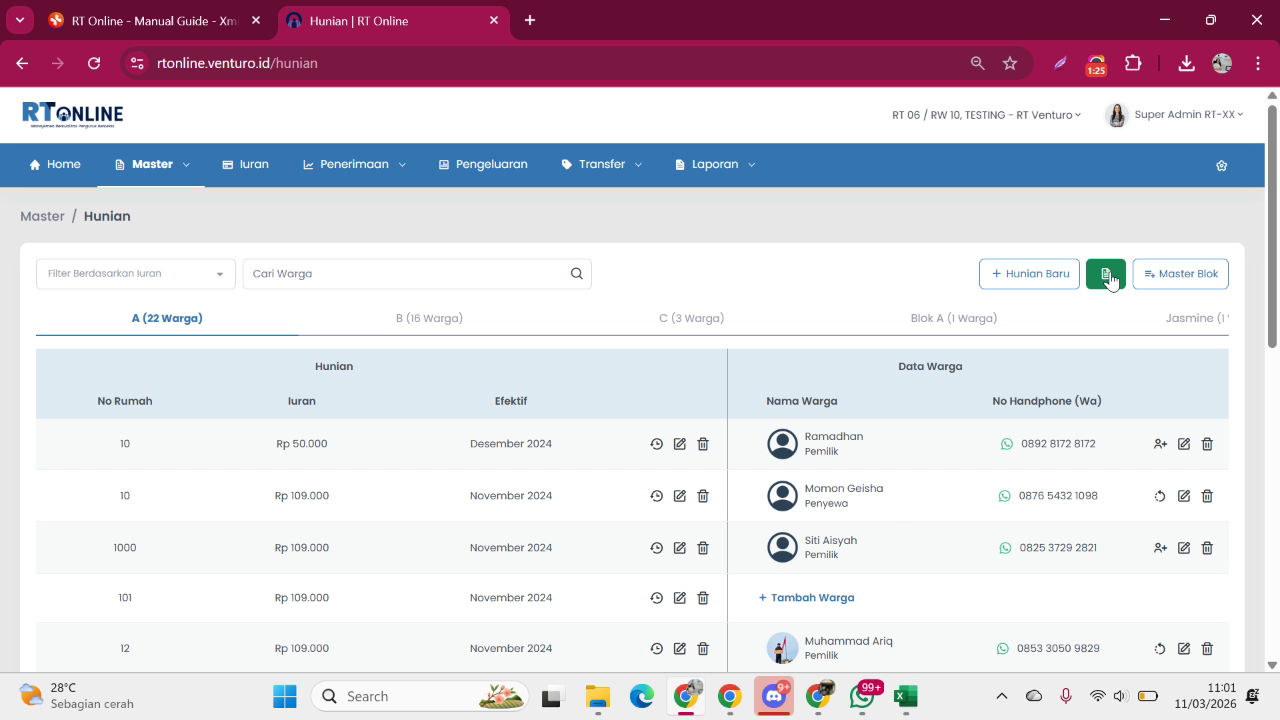 Menu Upload Import