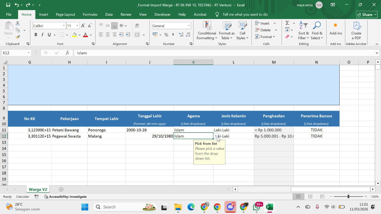 Dropdown Data
