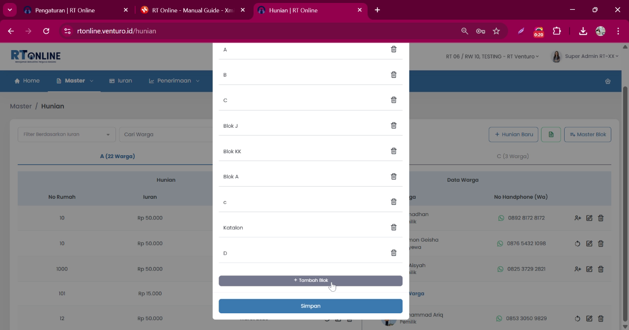 Input Nama Blok