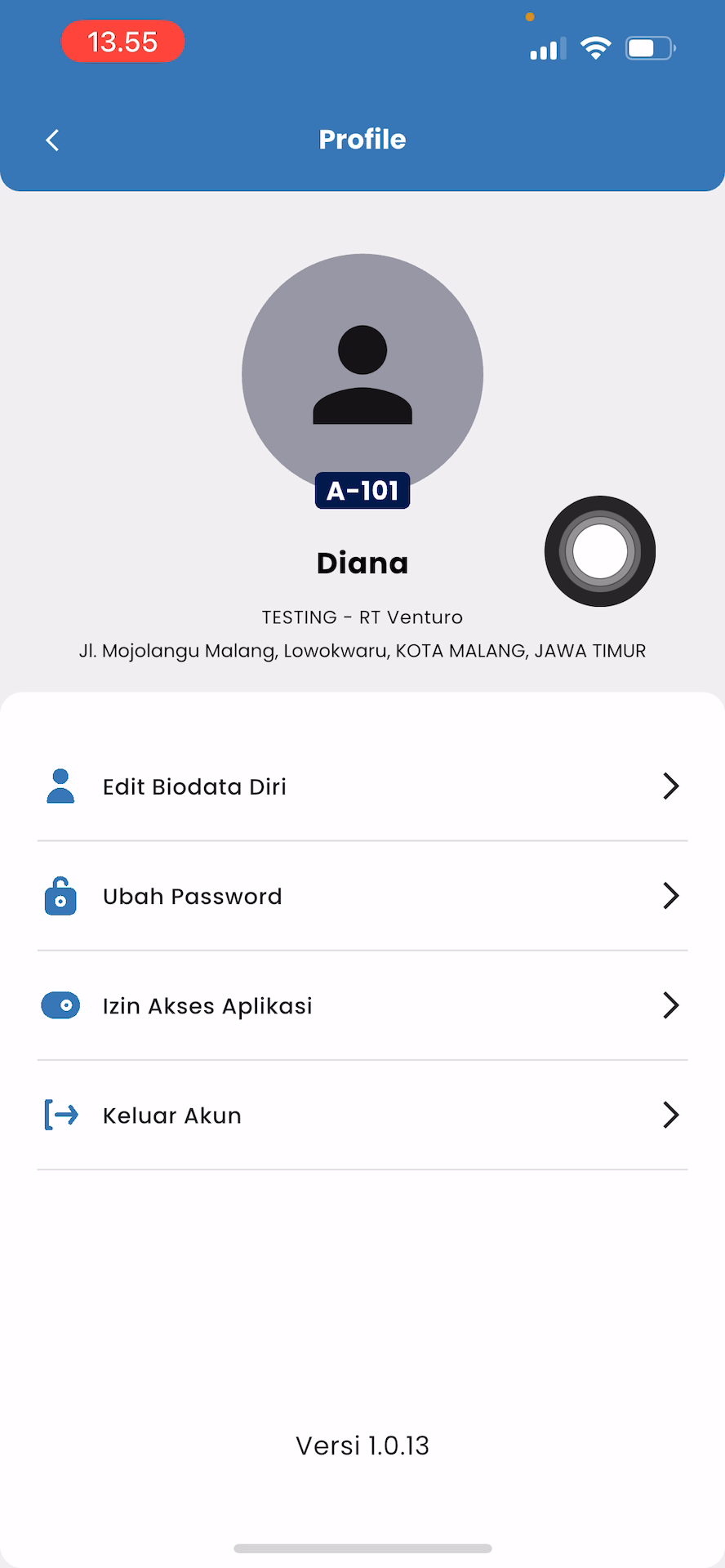 Menu Biodata