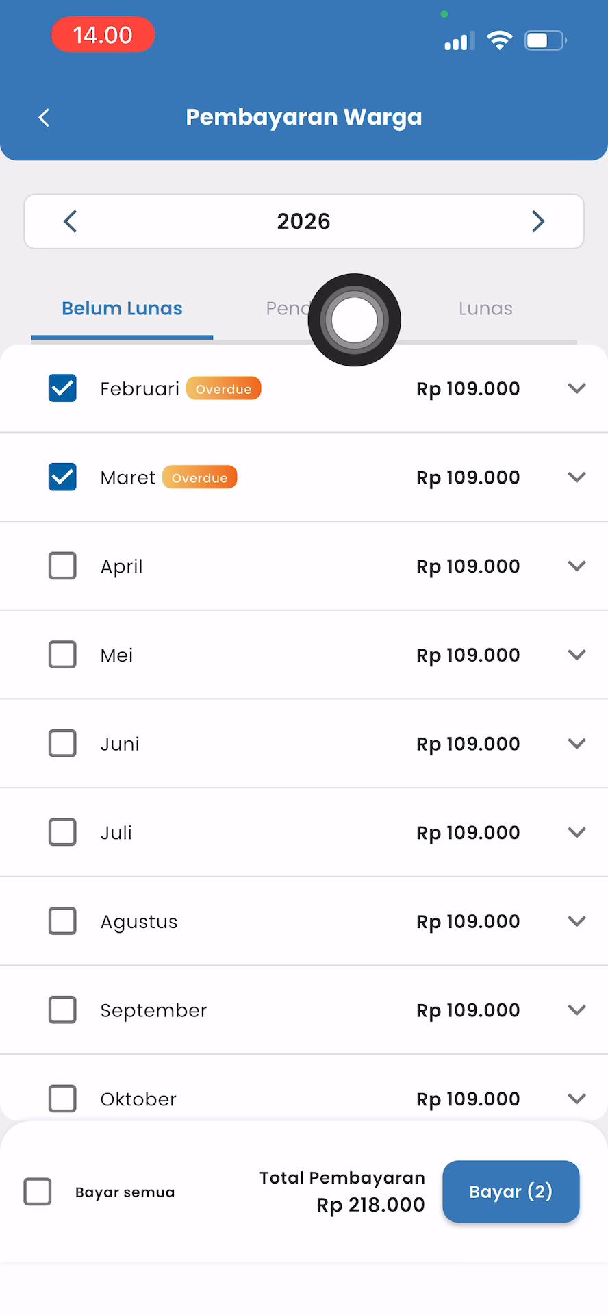 Tab Status Iuran