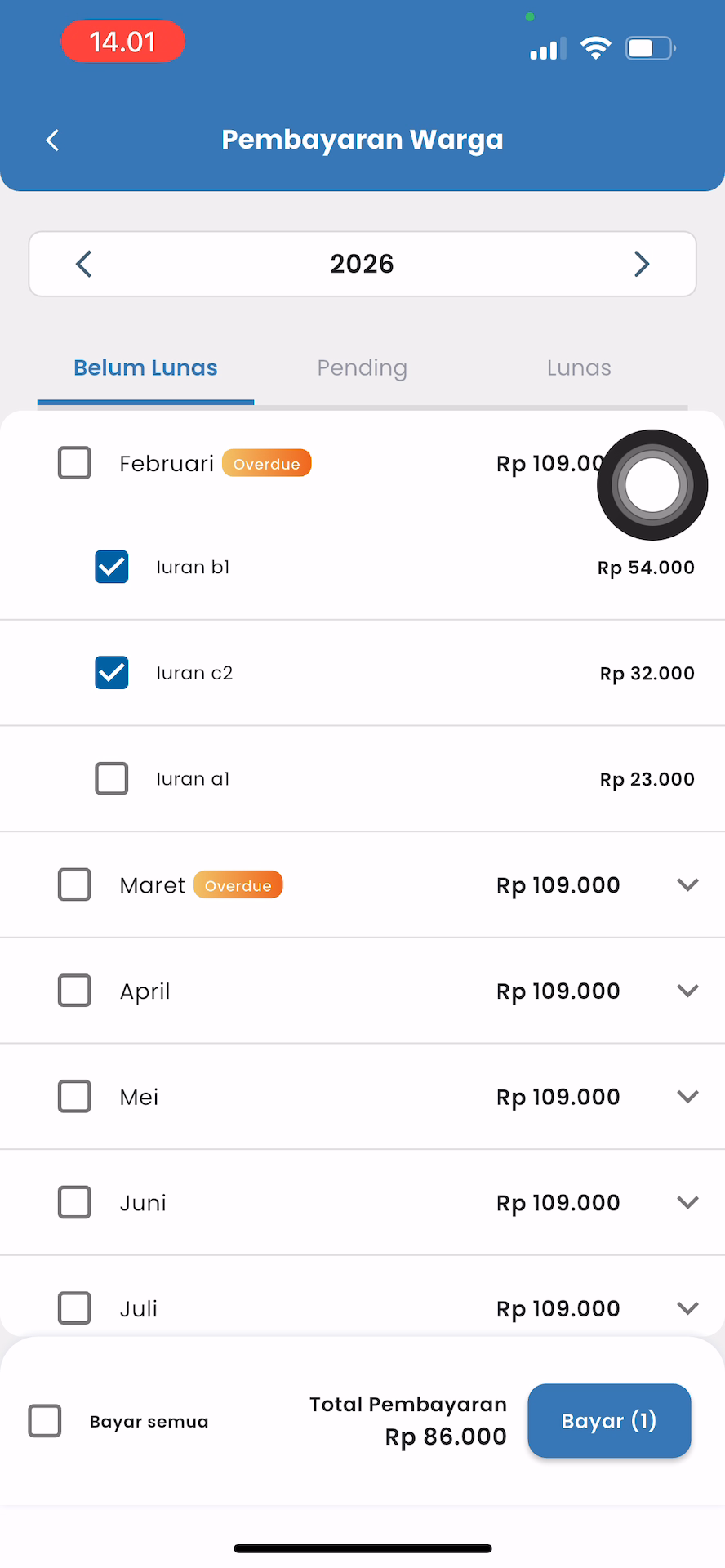 Pilih Kategori Iuran