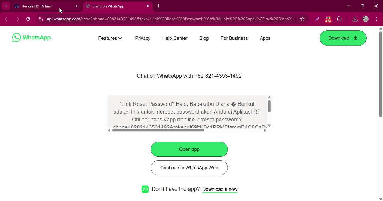 Halaman Reset Password